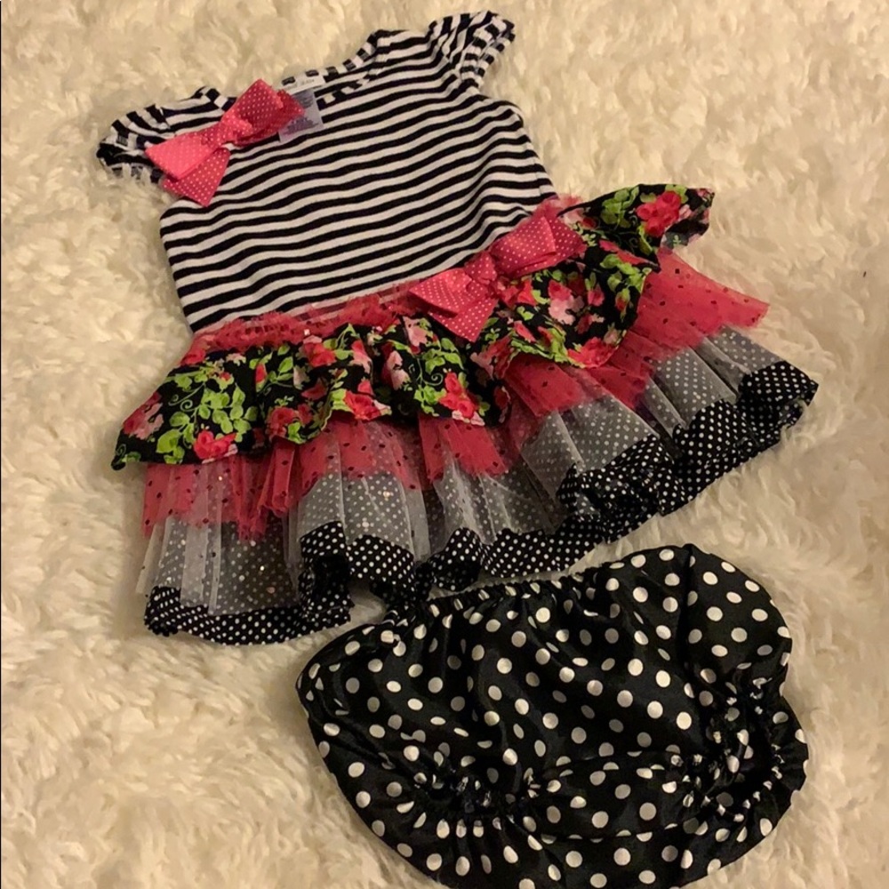 Elegant Pink and black tutu matching set